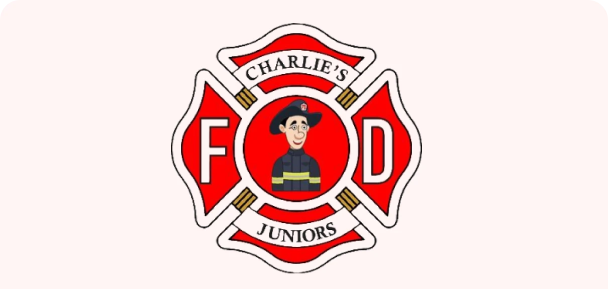 Fire department logo with firefighter illustration